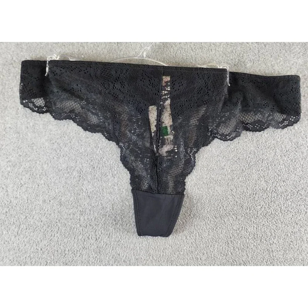 Skarlett Blue Impress Thong Women's Large Black Lace Elastic Waist Pull On